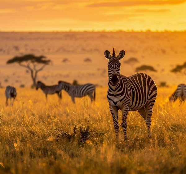 A zebra on the savannah