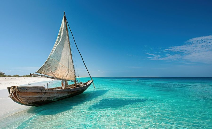 White sand and turquoise water on a Zanzibar beach